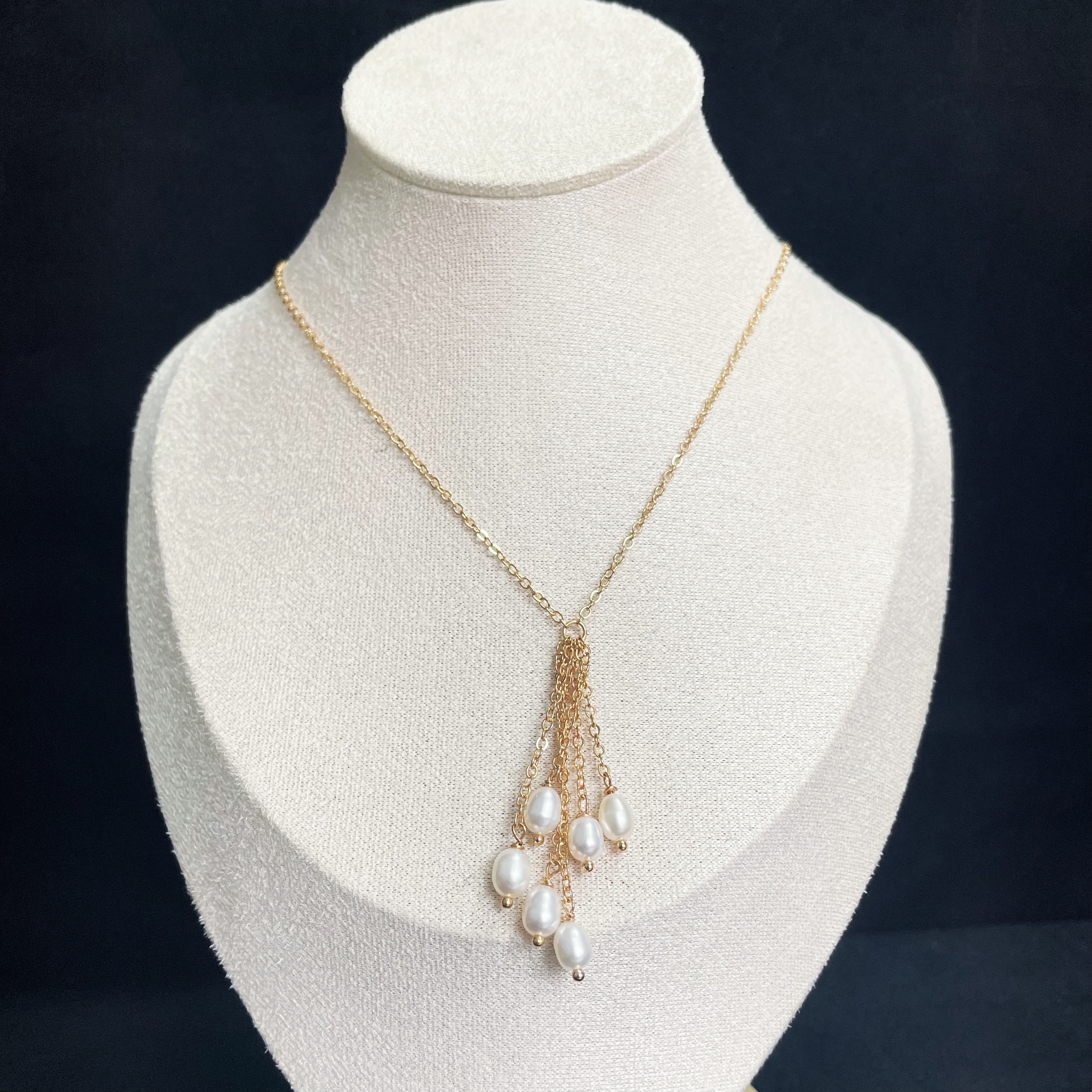 Pearl Necklace Handcrafted Ears of Wheat Elegance