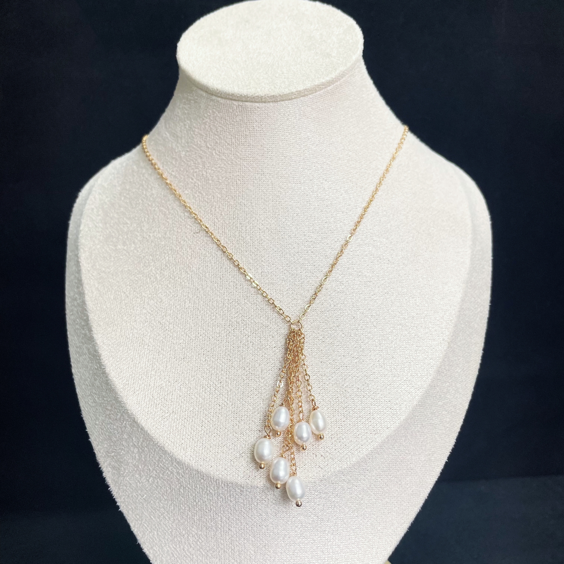 Pearl Necklace Handcrafted Ears of Wheat Elegance