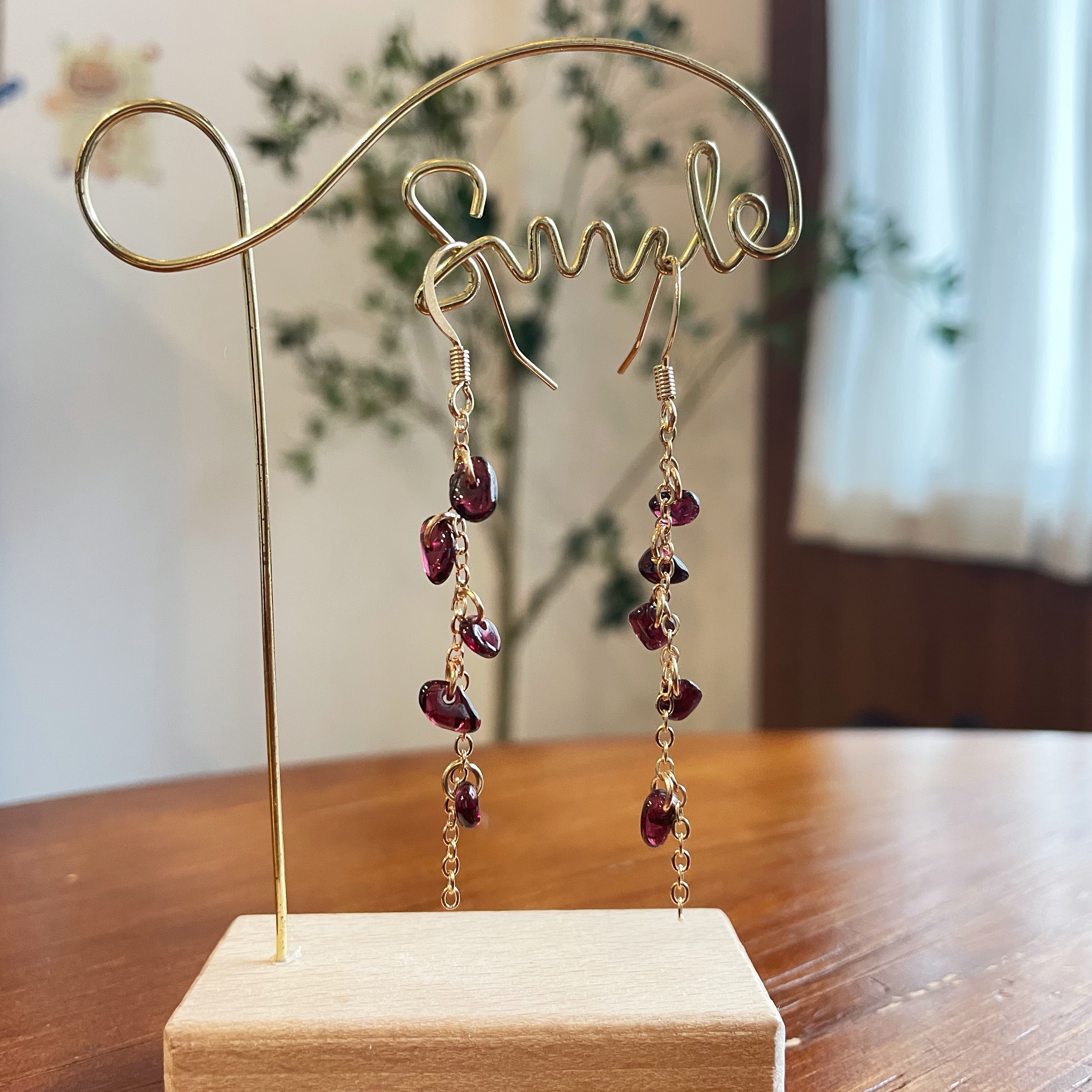 Garnet Earrings Red Lily of the Valley Minimalist Earrings