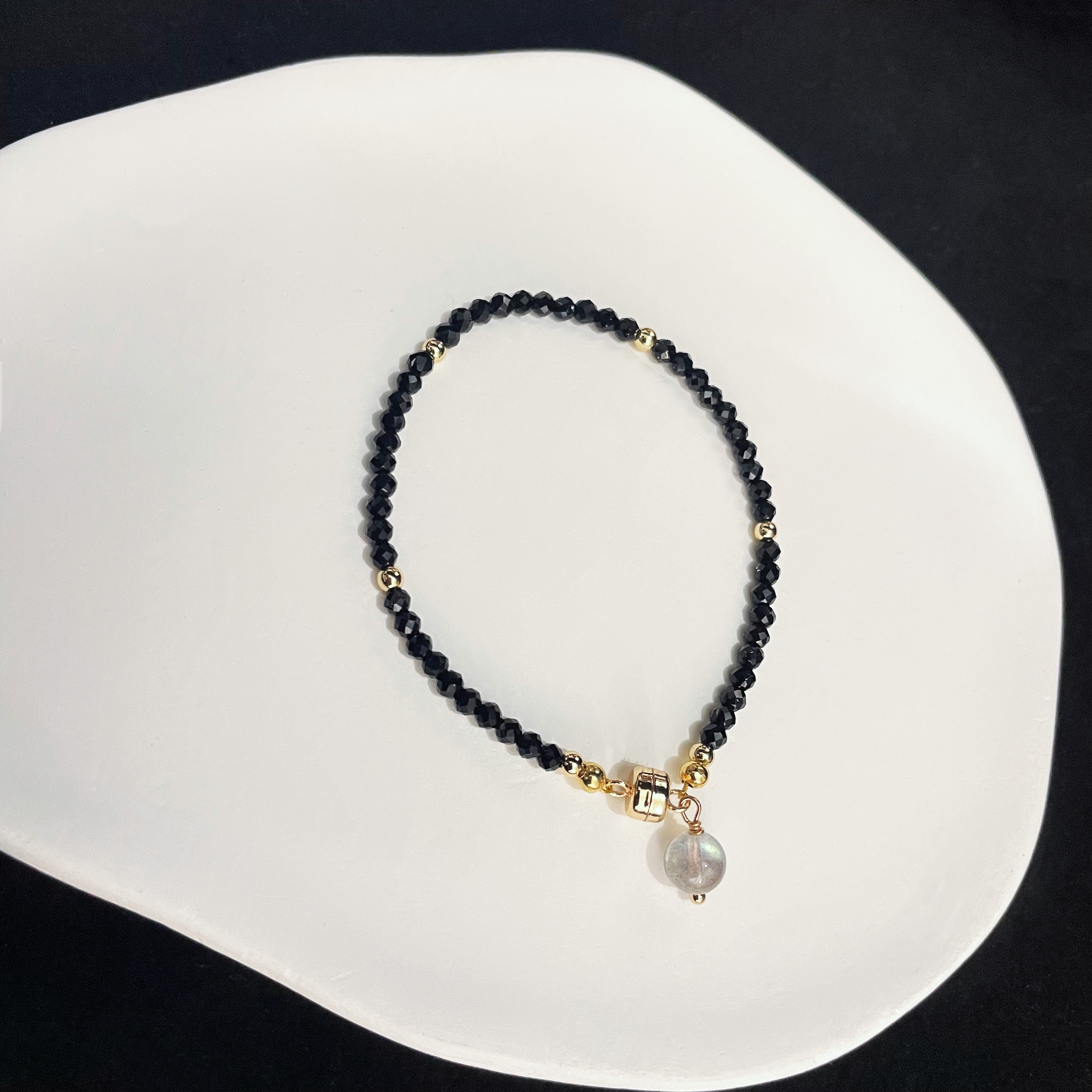 Black Spinel with Labradorite Bracelet