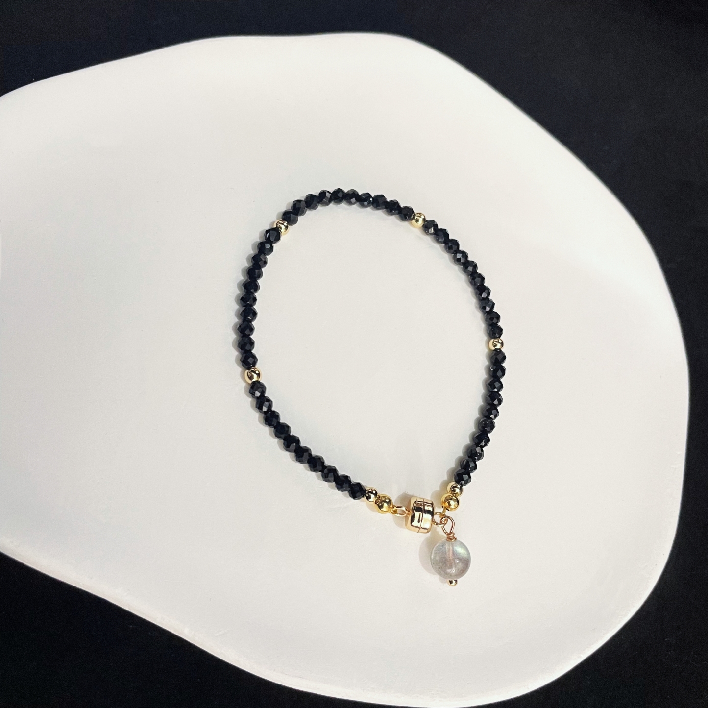 Black Spinel with Labradorite Bracelet
