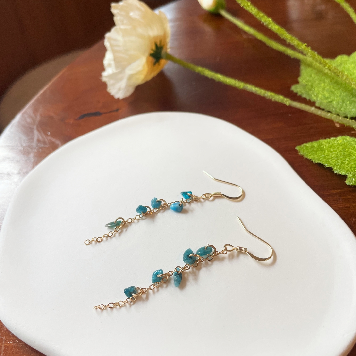 Peridot Lily of the Valley Drop Earrings