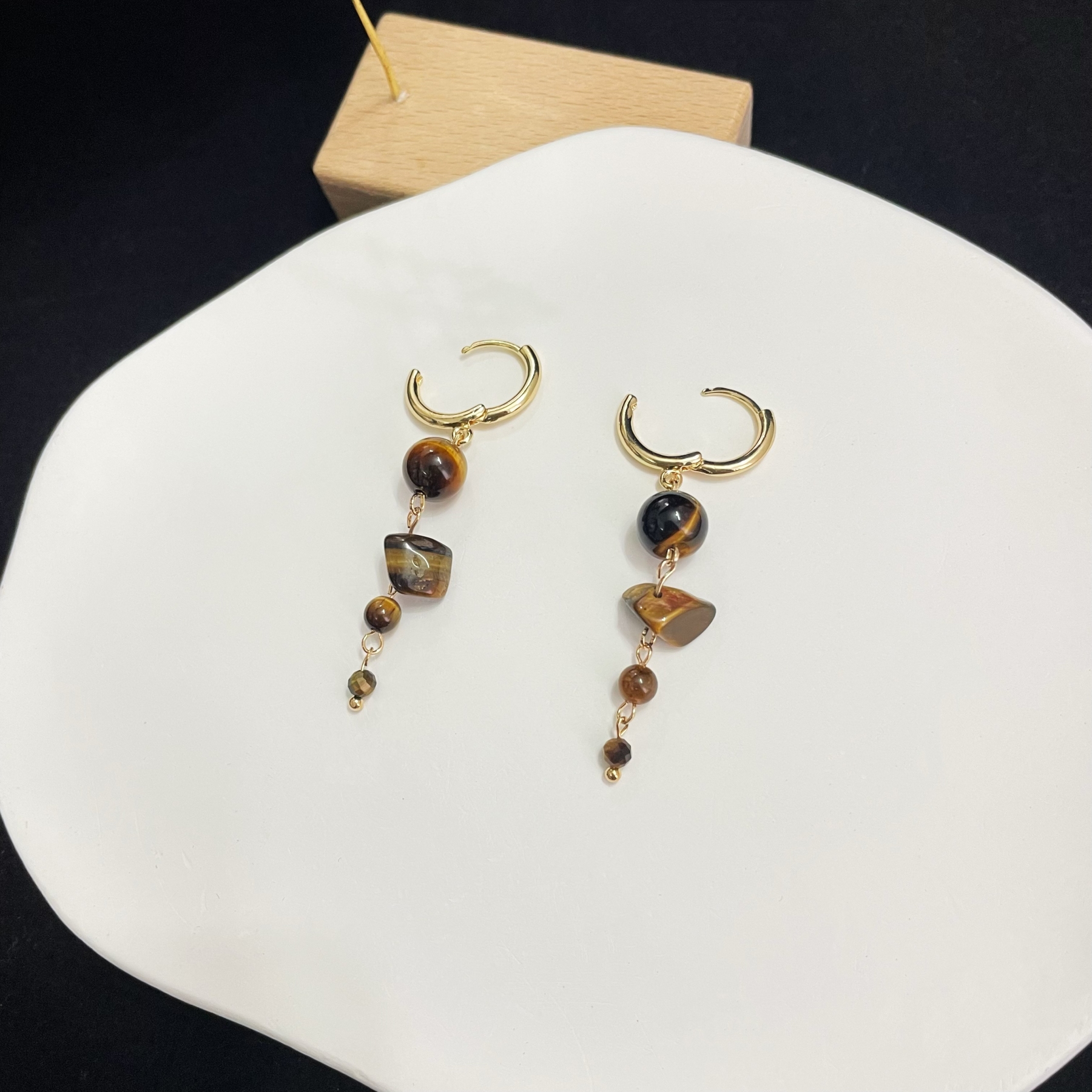  Energy-Infused Tiger's Eye Beads Earrings