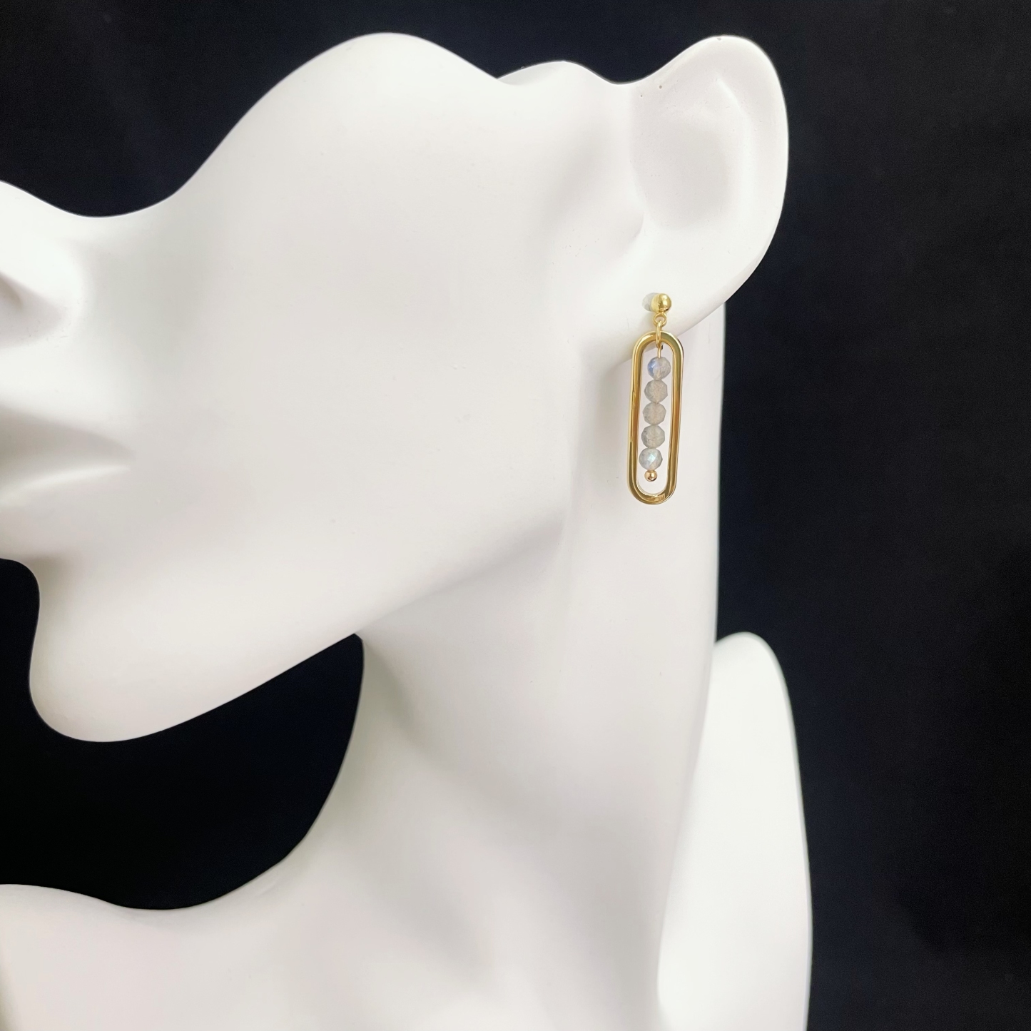 Labradorite in Rectangle Frame Earrings