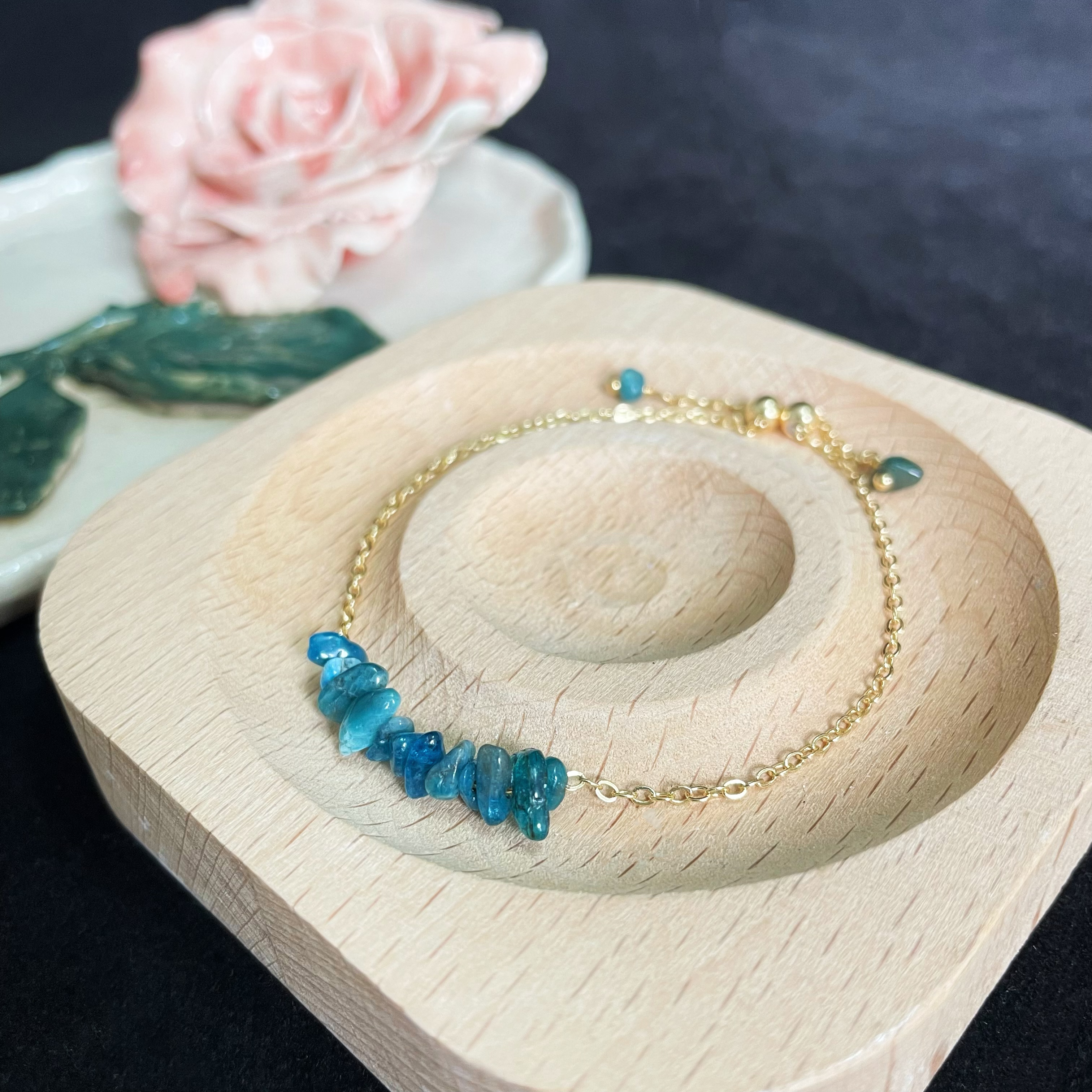 Adjustable Blue Apatite Raw Stone Bracelet