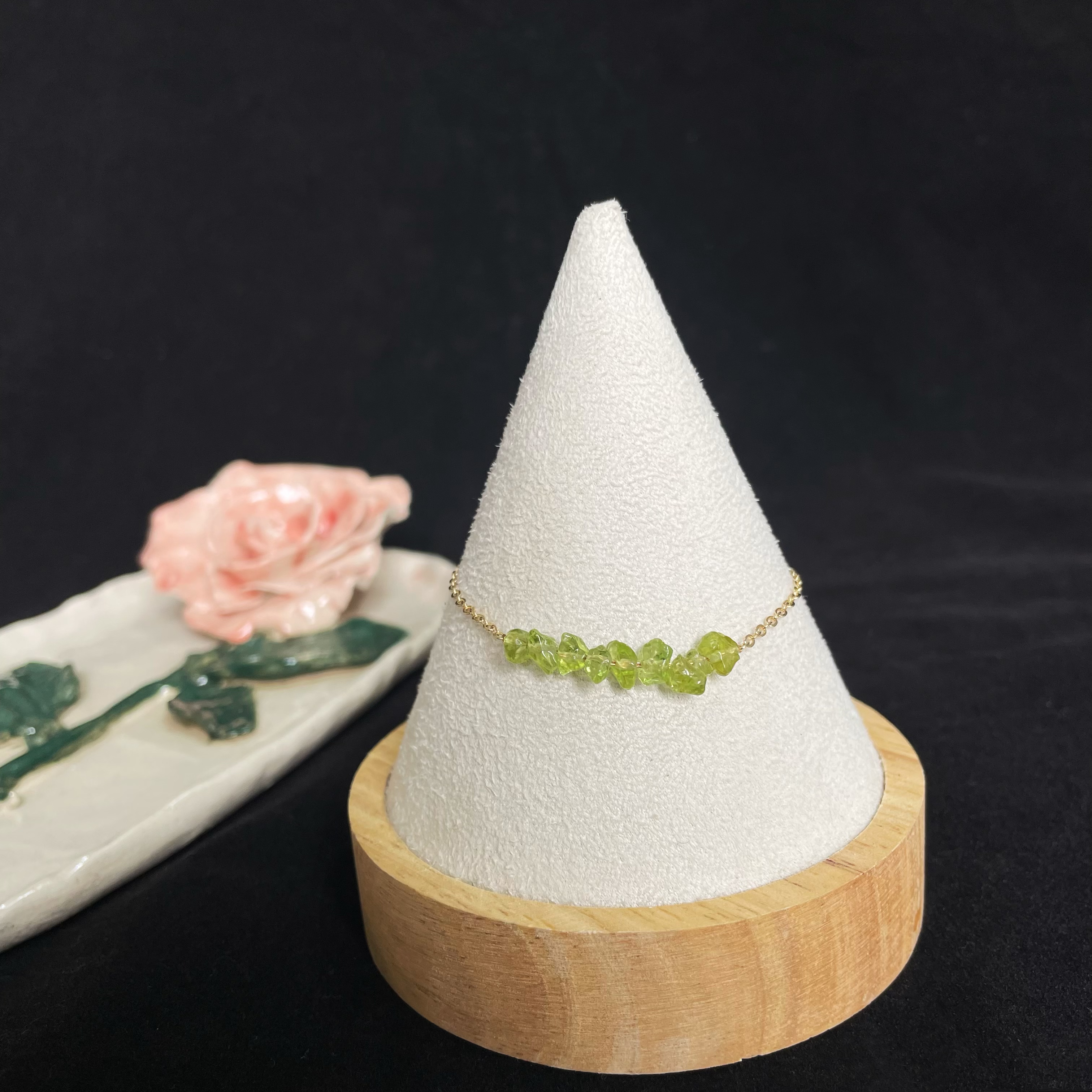 Adjustable Peridot Raw Stone Bracelet