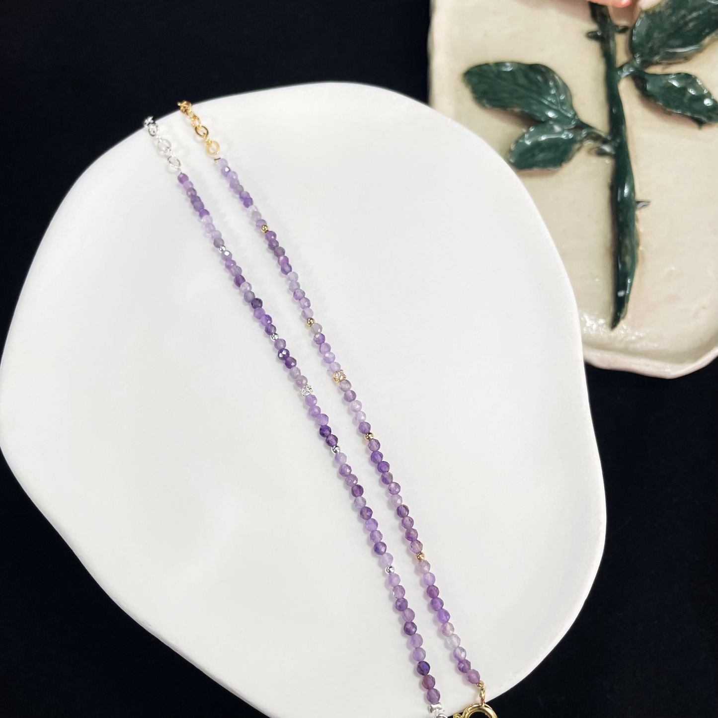 Thin Amethyst Bracelet with Zircon Accent