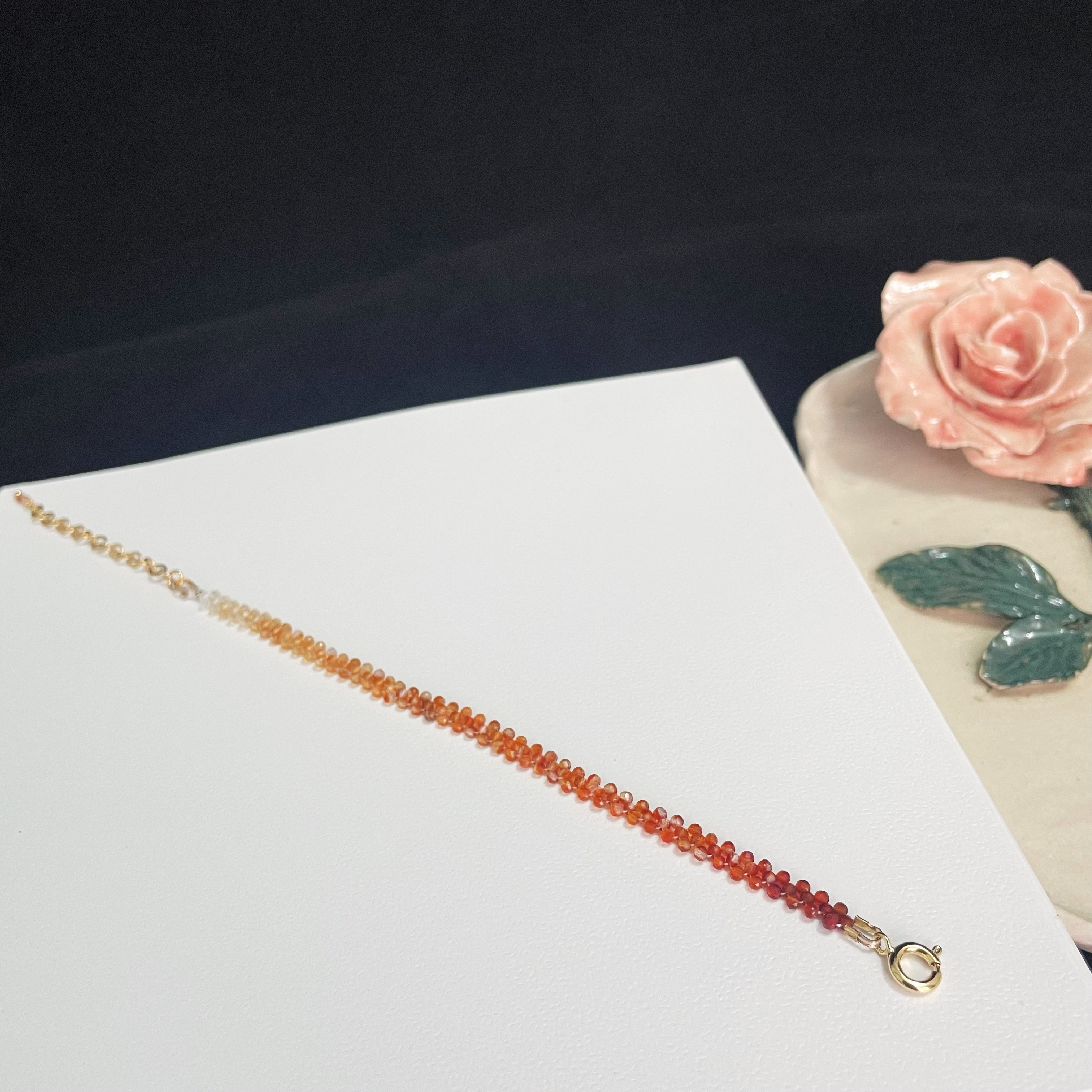 Red Agate Gradient Woven Bracelet