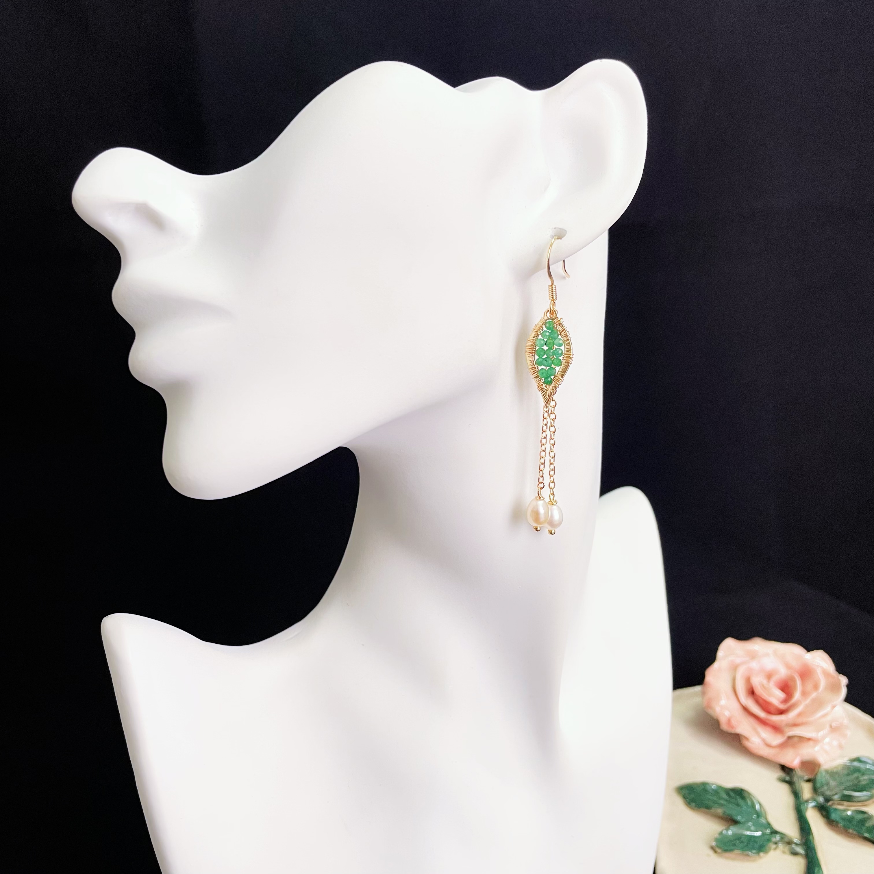 Aventurine Leaf Earrings Summer Spirit Nature's Elegance