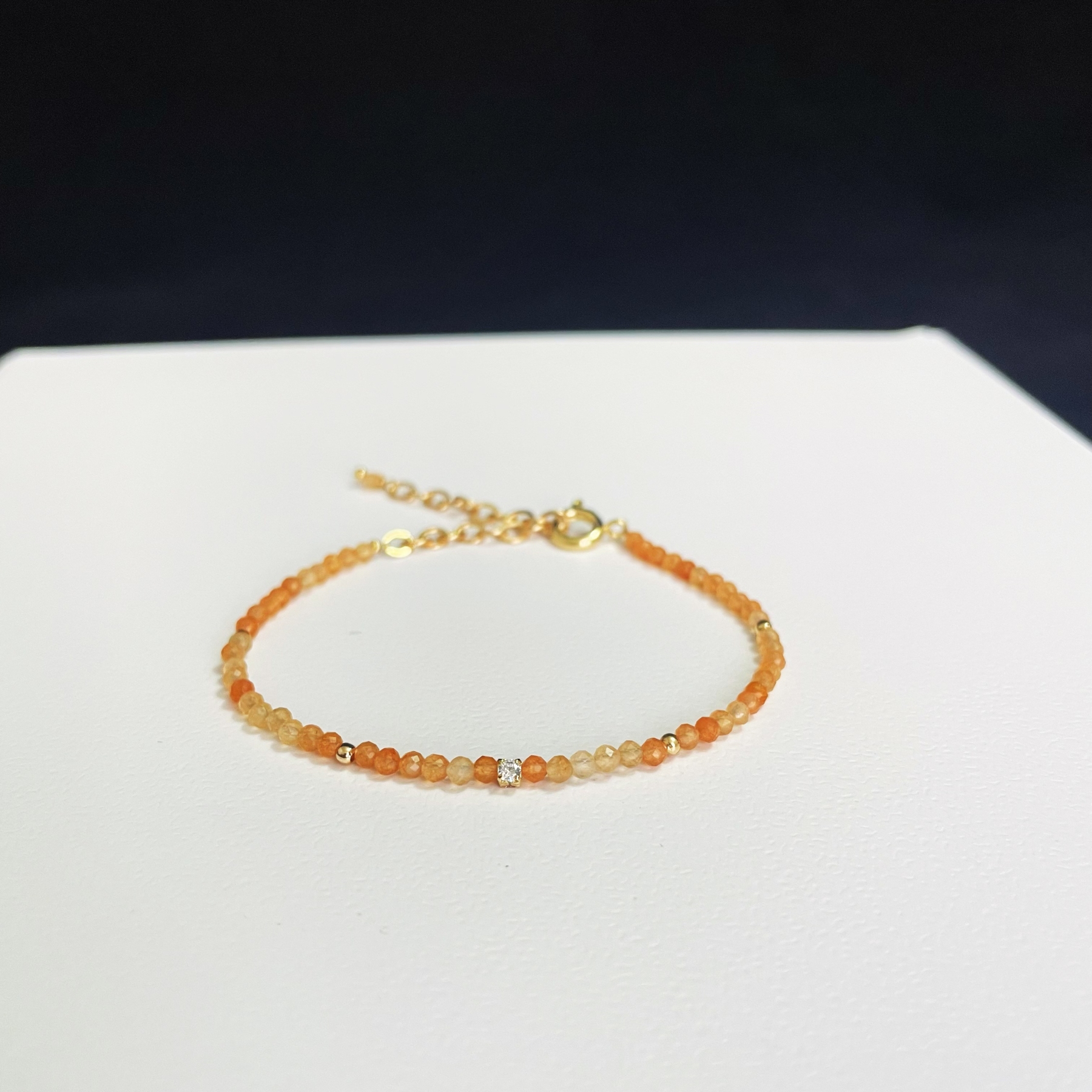 2mm Delicate Thin Red Aventurine Faced Beads Bracelet