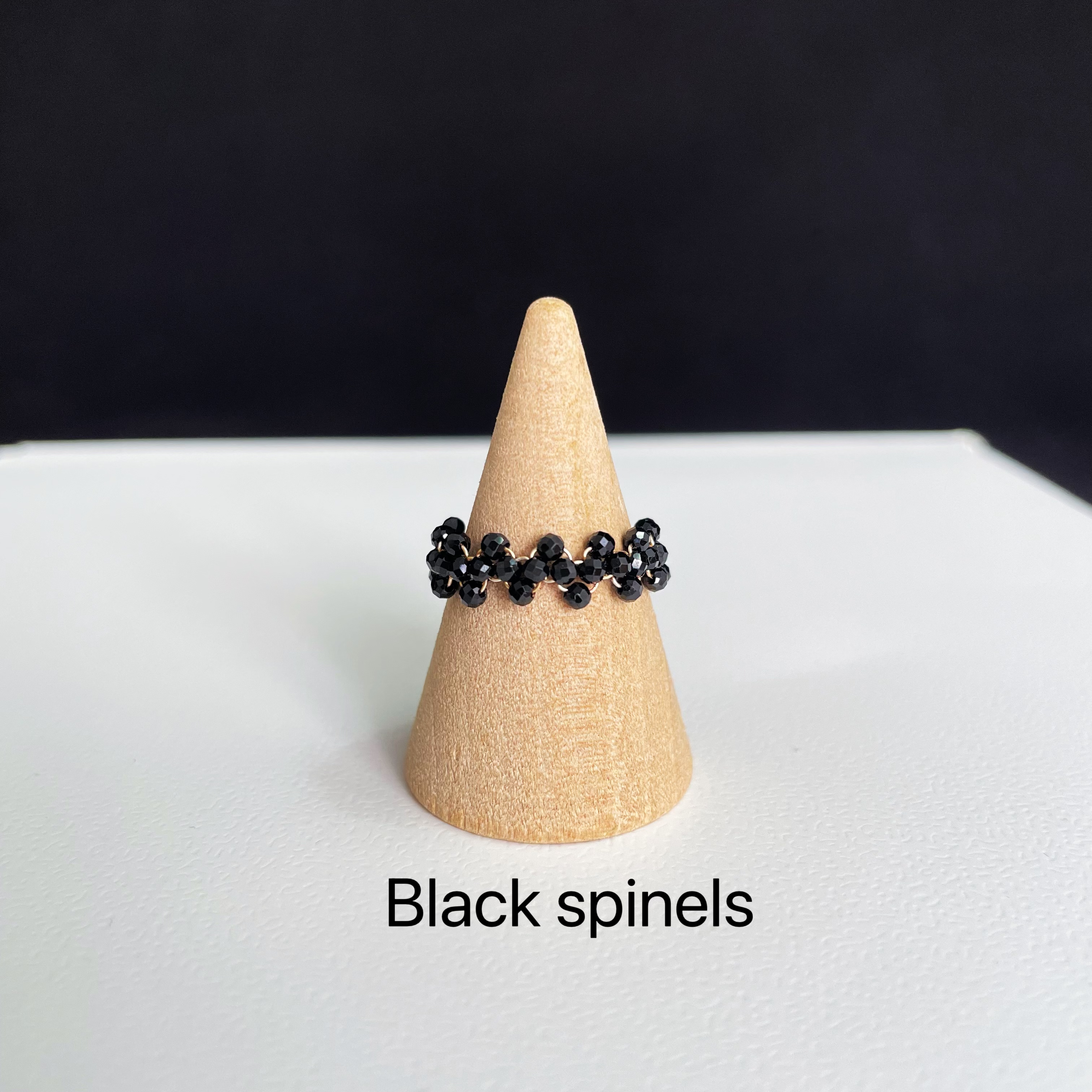 Gemstone Mini Faceted Beads Woven Lace Ring