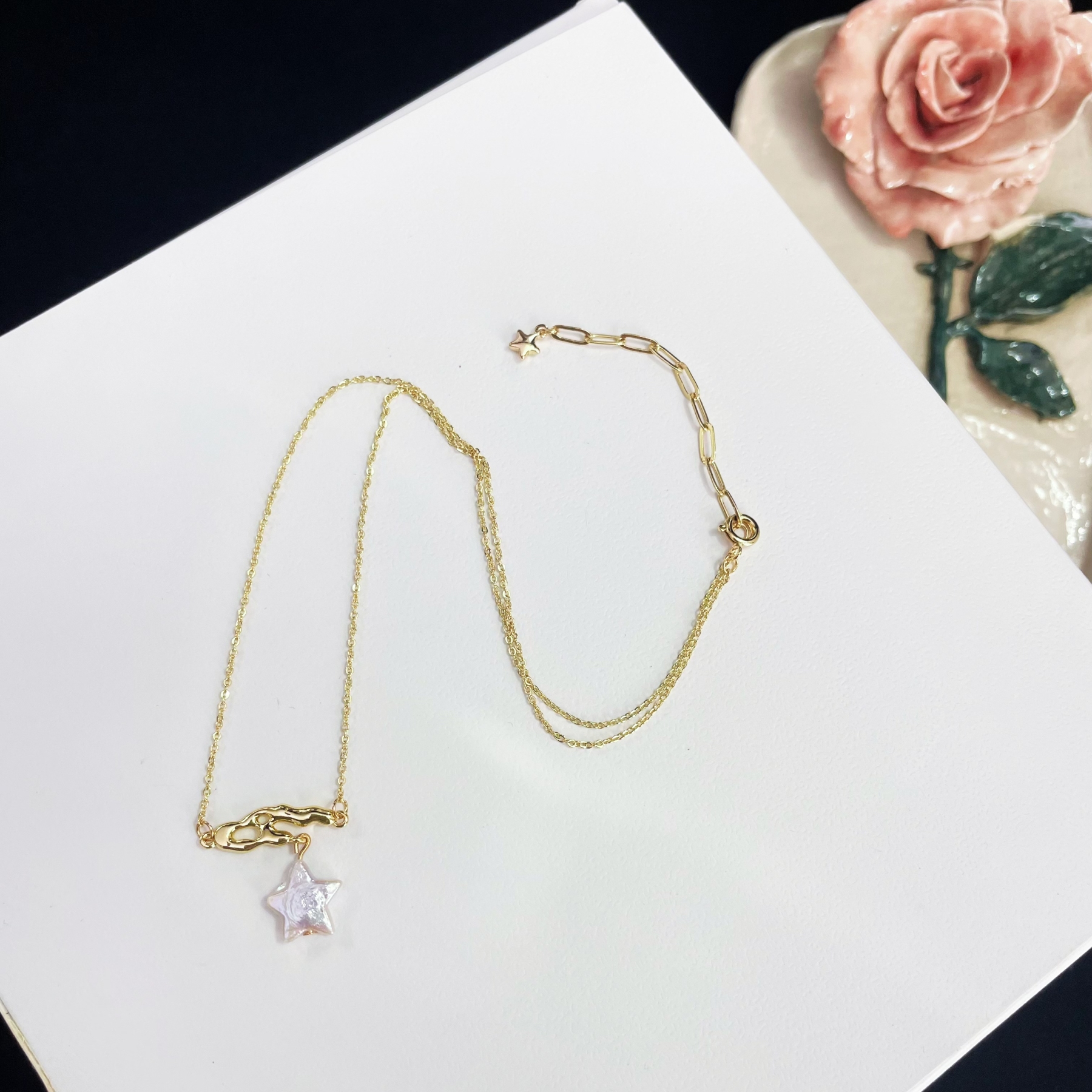 Magic Baroque Star Hanging on Branch Necklace