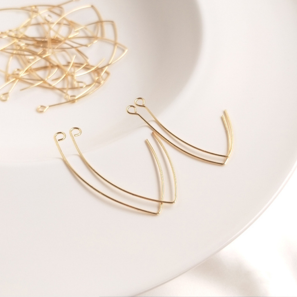 14k Gold Plated V Shaped Earring Hooks Accessory a Pair