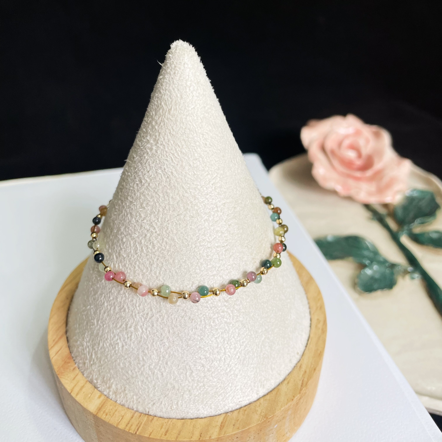 Woven Dual-Line Rainbow Tourmaline Bracelet 