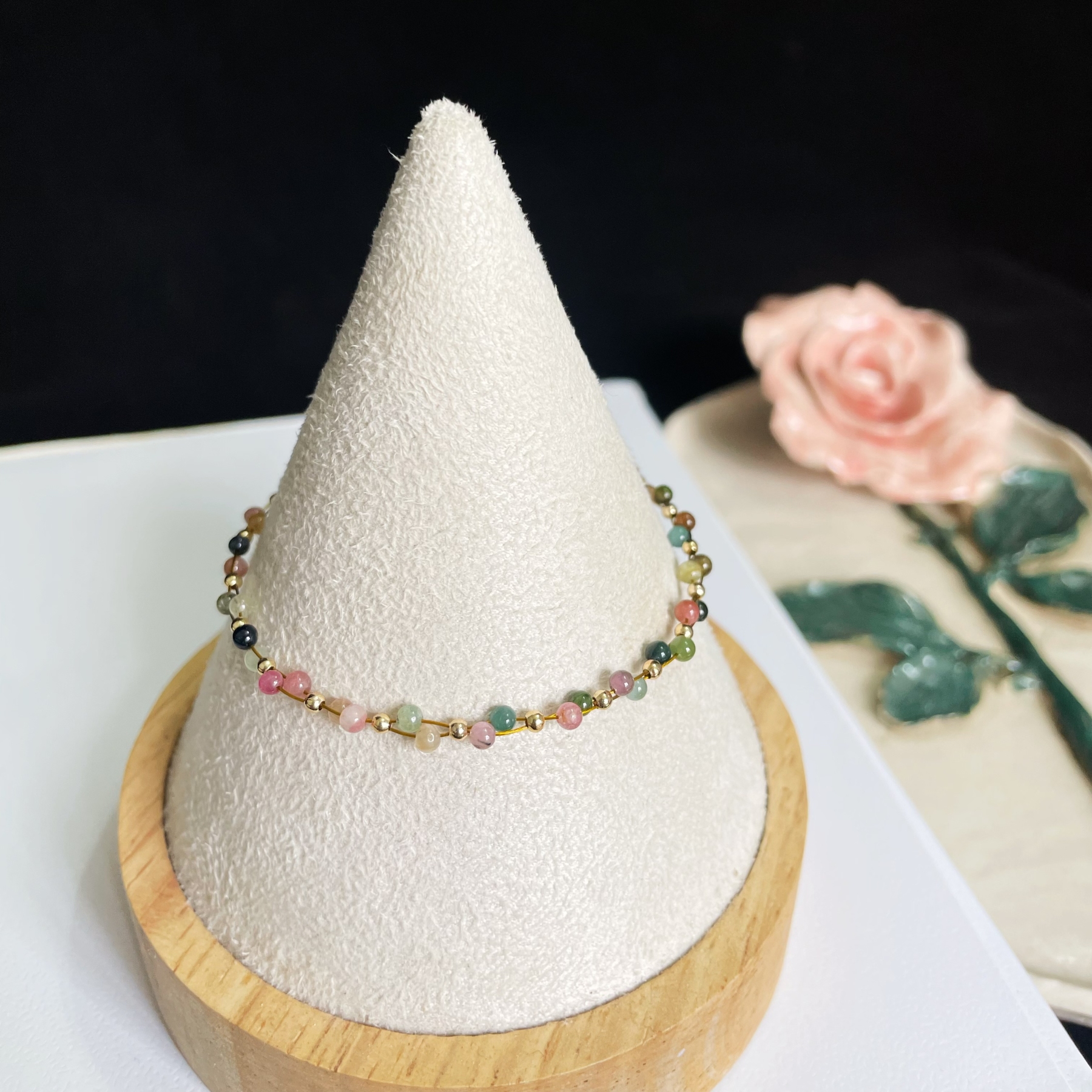 Woven Dual-Line Rainbow Tourmaline Bracelet 