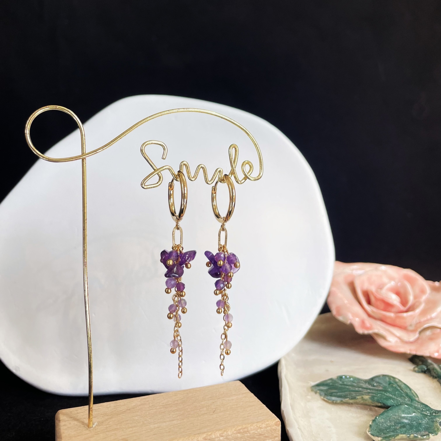 Wisteria Design Amethyst Drop Earrings