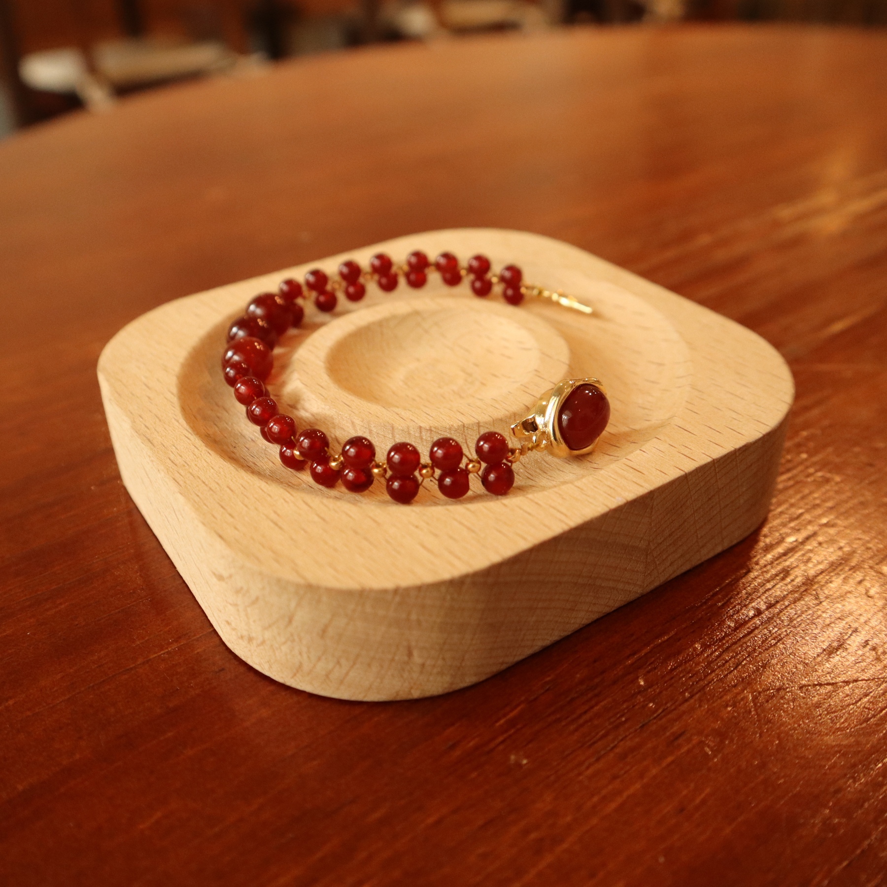 Red Agate Woven Dual-Line Bracelet