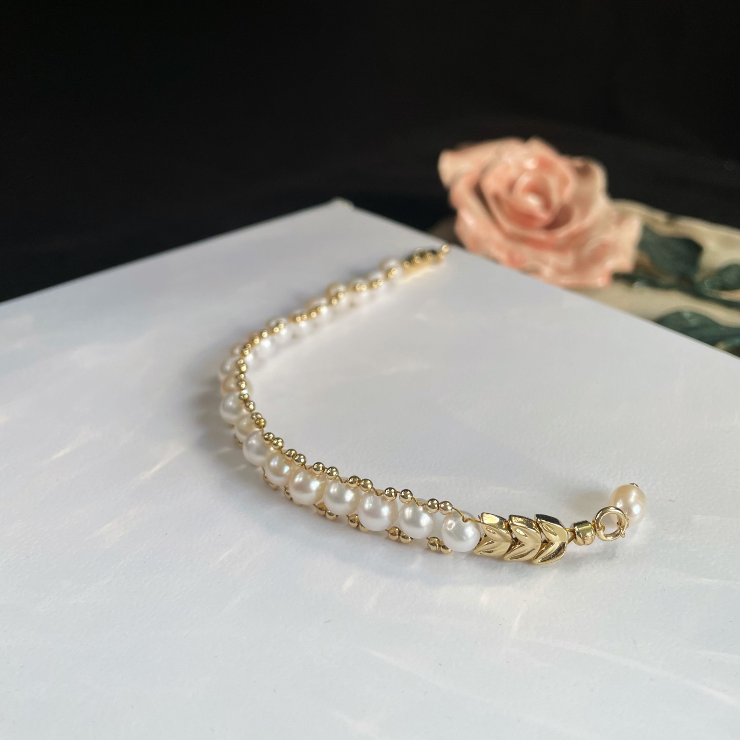 Ears of Wheat Woven Pearl Bracelet