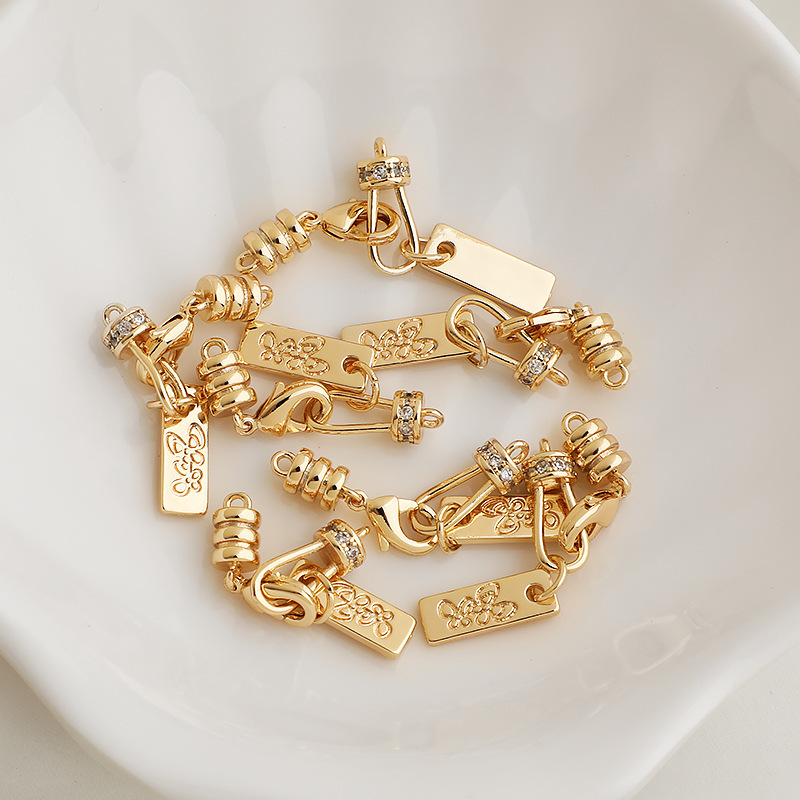 Zircon Inlaid Lobster Clasp Set with Butterfly Charm