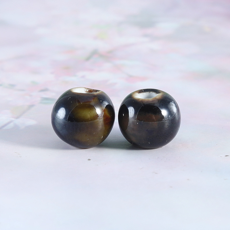 Handmade 6~12mm Flambed Glaze Ceramic Round Beads 100pcs