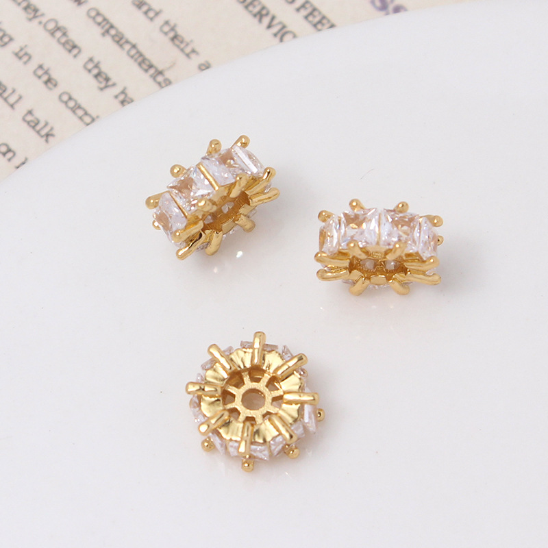 Inlaid Square Zircon Wheel Spacer Bead