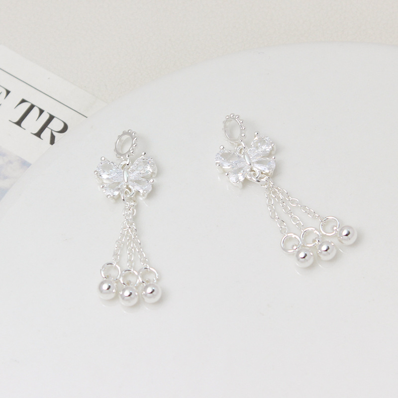 14k Gold Zircon Butterfly Charm Pendant with Hanging Rings-likayjewel