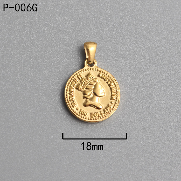 18k Gold Plated Titanium Steel Ancient Rome Coin Pendant