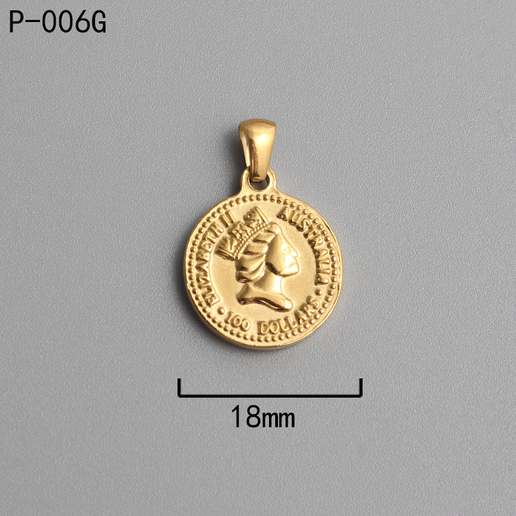 18k Gold Plated Titanium Steel Ancient Rome Coin Pendant