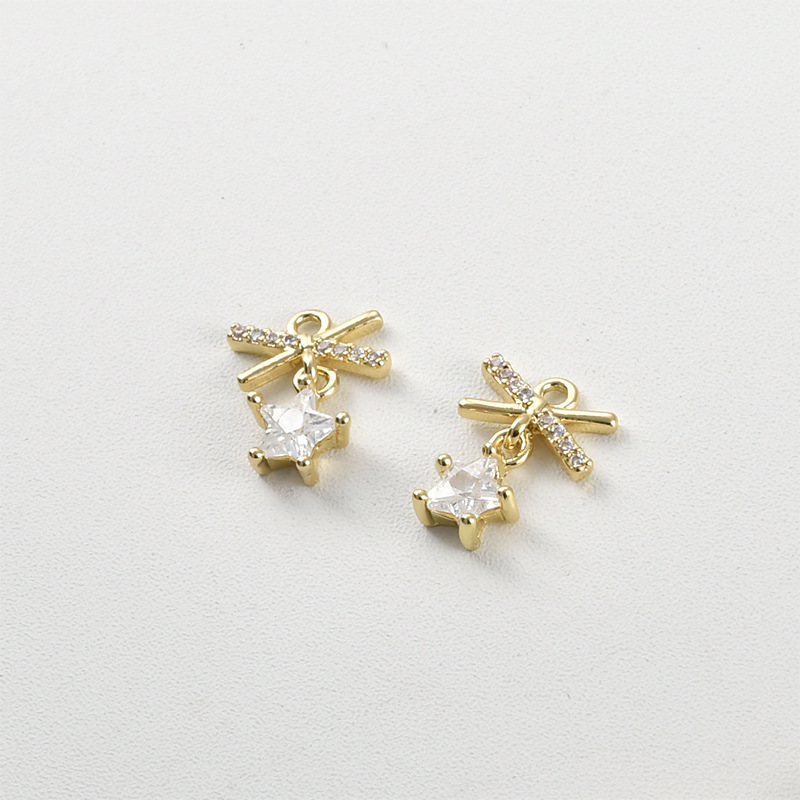 Cubic Zirconia Inlaid Star Charm Jewelry Pendant for Necklace Bracelet Earrings DIY