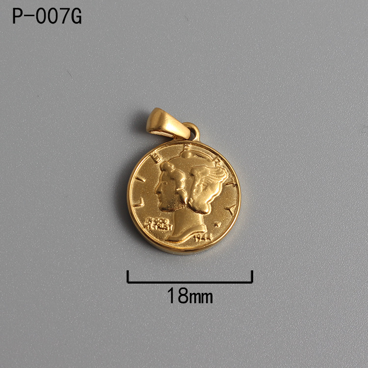 18k Gold Plated Titanium Steel Ancient Rome Coin Pendant