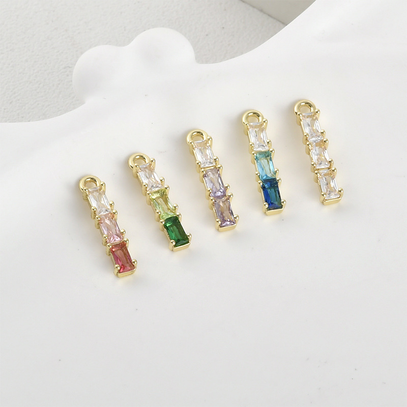 Gradient Cubic Zirconia Inlaid Gold Plated Bamboo Joint Strip Charms Jewelry Pendant Multiple Color