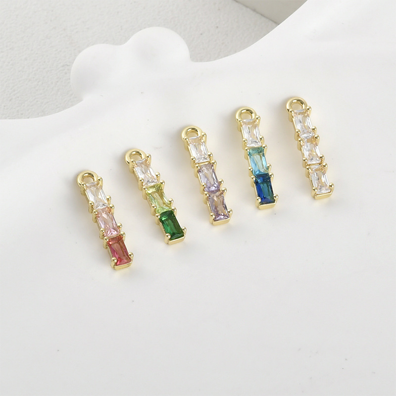 Gradient Cubic Zirconia Inlaid Gold Plated Bamboo Joint Strip Charms Jewelry Pendant Multiple Color