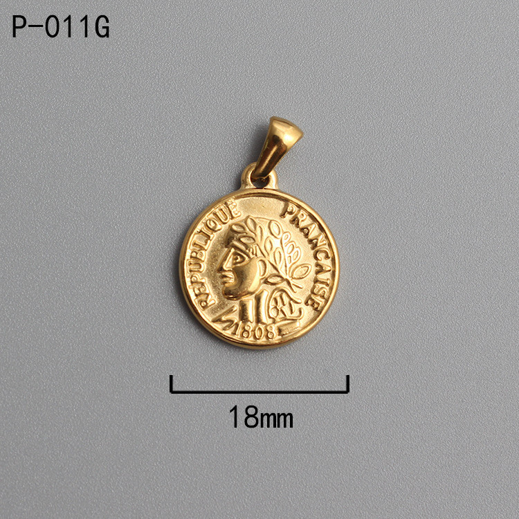 18k Gold Plated Titanium Steel Ancient Rome Coin Pendant