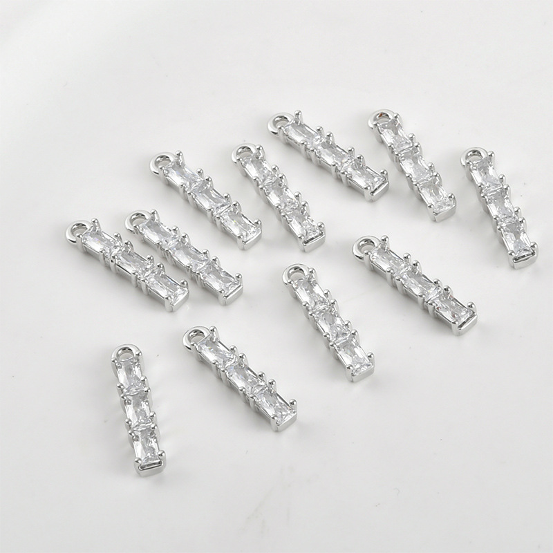 Gradient Cubic Zirconia Inlaid Gold Plated Bamboo Joint Strip Charms Jewelry Pendant Multiple Color