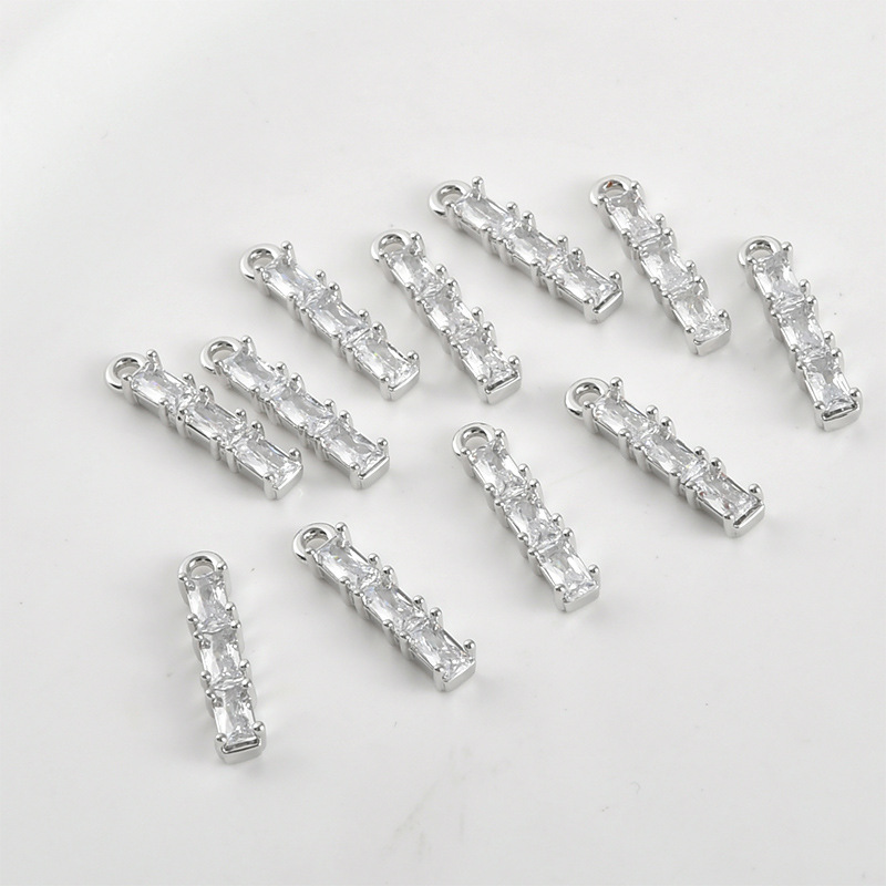 Gradient Cubic Zirconia Inlaid Gold Plated Bamboo Joint Strip Charms Jewelry Pendant Multiple Color