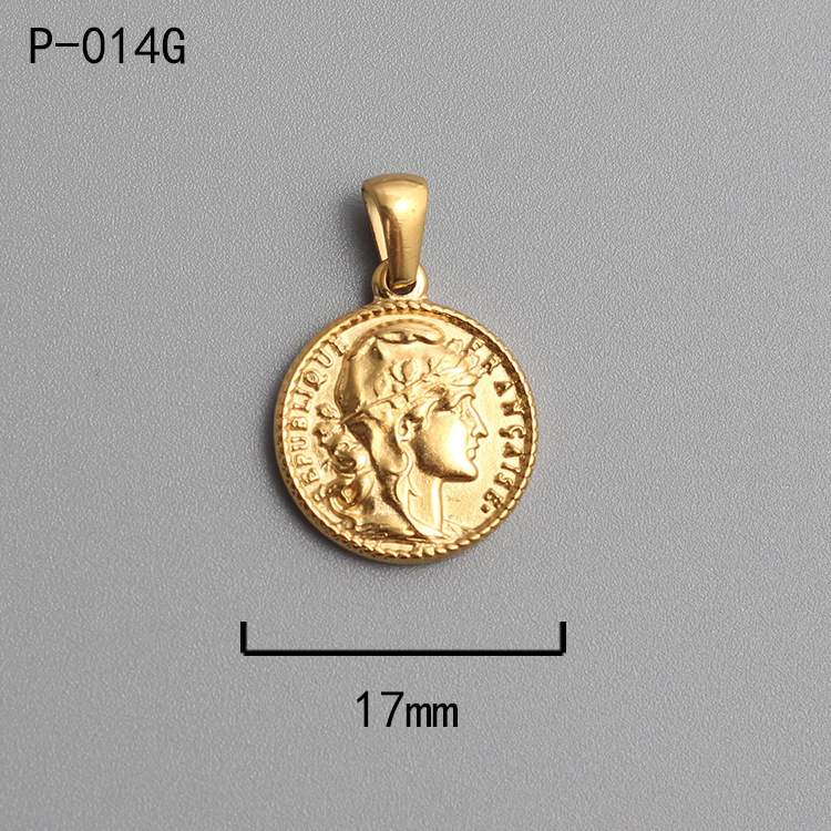 18k Gold Plated Titanium Steel Ancient Rome Coin Pendant