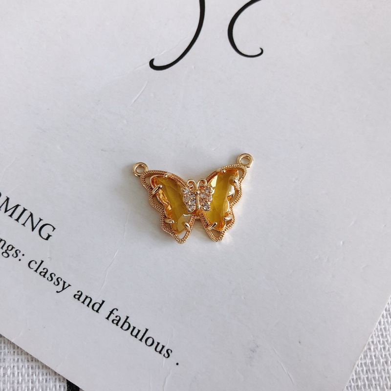 Colored Zircon Butterfly Charm Pendant with Dual Hanging Rings