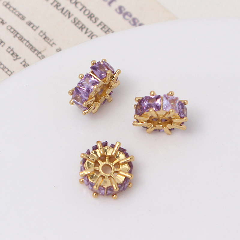 Inlaid Square Zircon Wheel Spacer Bead