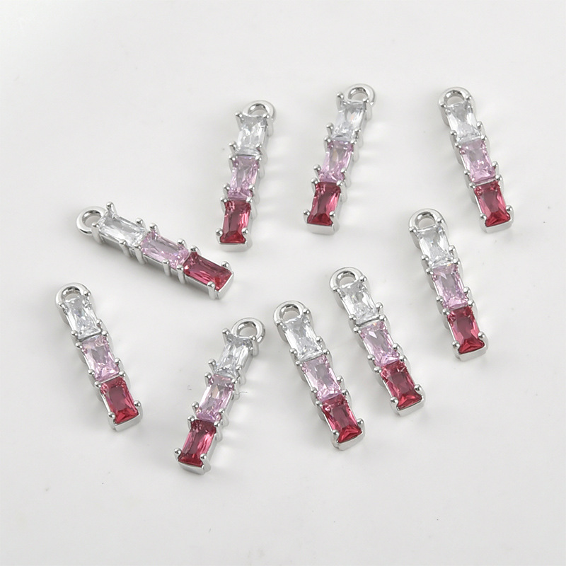 Gradient Cubic Zirconia Inlaid Gold Plated Bamboo Joint Strip Charms Jewelry Pendant Multiple Color