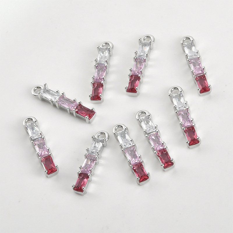 Gradient Cubic Zirconia Inlaid Gold Plated Bamboo Joint Strip Charms Jewelry Pendant Multiple Color