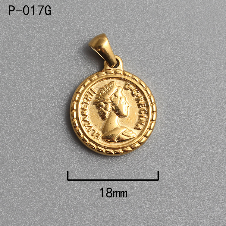 18k Gold Plated Titanium Steel Ancient Rome Coin Pendant