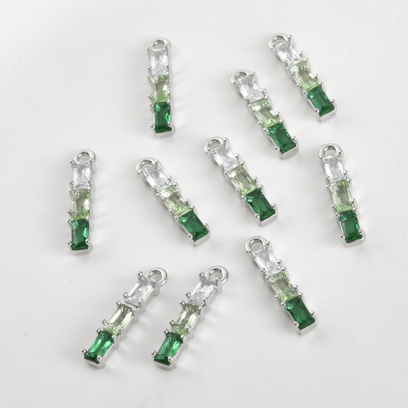 Gradient Cubic Zirconia Inlaid Gold Plated Bamboo Joint Strip Charms Jewelry Pendant Multiple Color