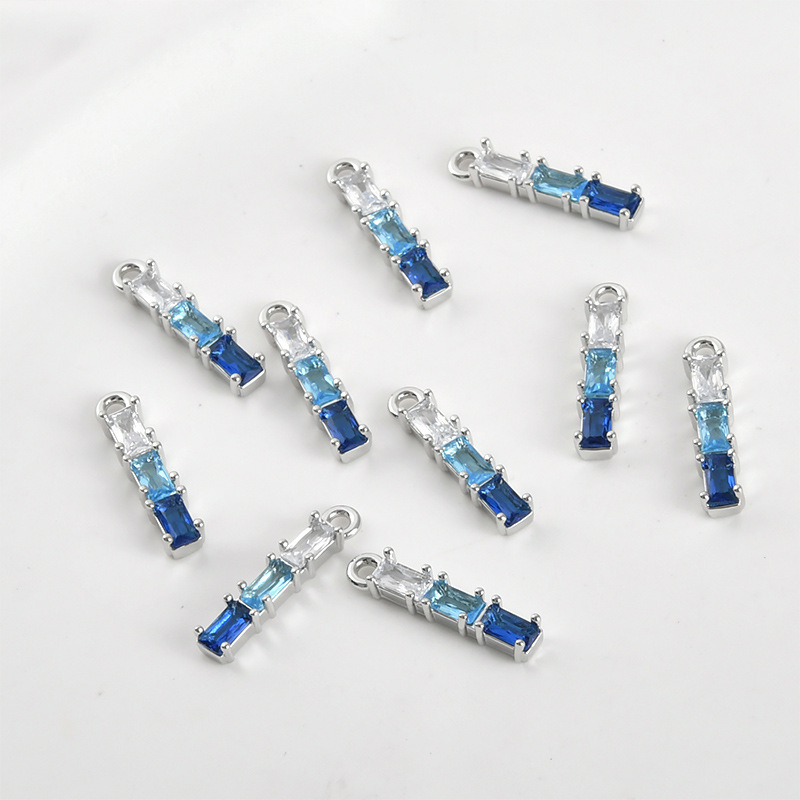 Gradient Cubic Zirconia Inlaid Gold Plated Bamboo Joint Strip Charms Jewelry Pendant Multiple Color