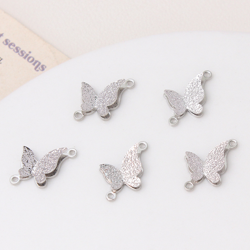 Double-deck Shining Butterfly Pendant Accessory for Jewelry Making 1 P