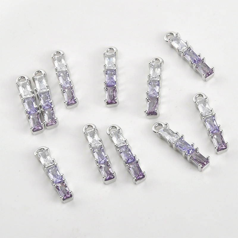 Gradient Cubic Zirconia Inlaid Gold Plated Bamboo Joint Strip Charms Jewelry Pendant Multiple Color