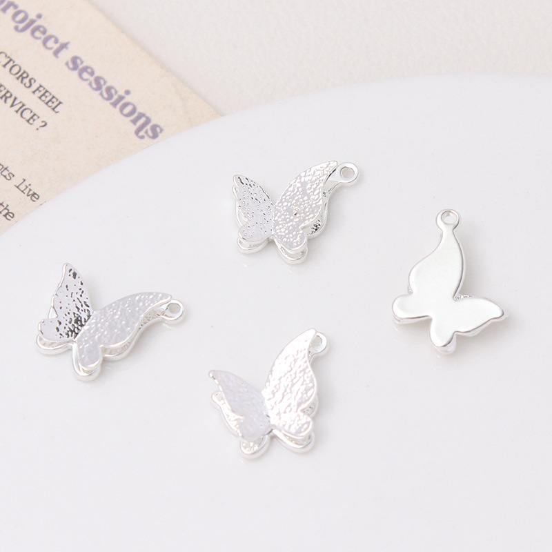 Double-deck Shining Butterfly Pendant Accessory for Jewelry Making 1 Piece