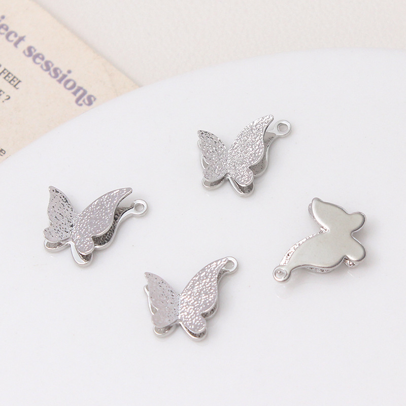 Double-deck Shining Butterfly Pendant Accessory for Jewelry Making 1 Piece
