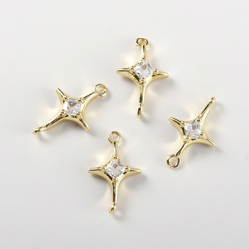 Cubic Zirconia Inlaid Star Charm Jewelry Pendant for Necklace Bracelet Earrings DIY