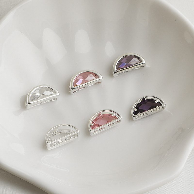 15*7.5*5.8mm Half Moon Zirconia Inlaid Spacer Bead