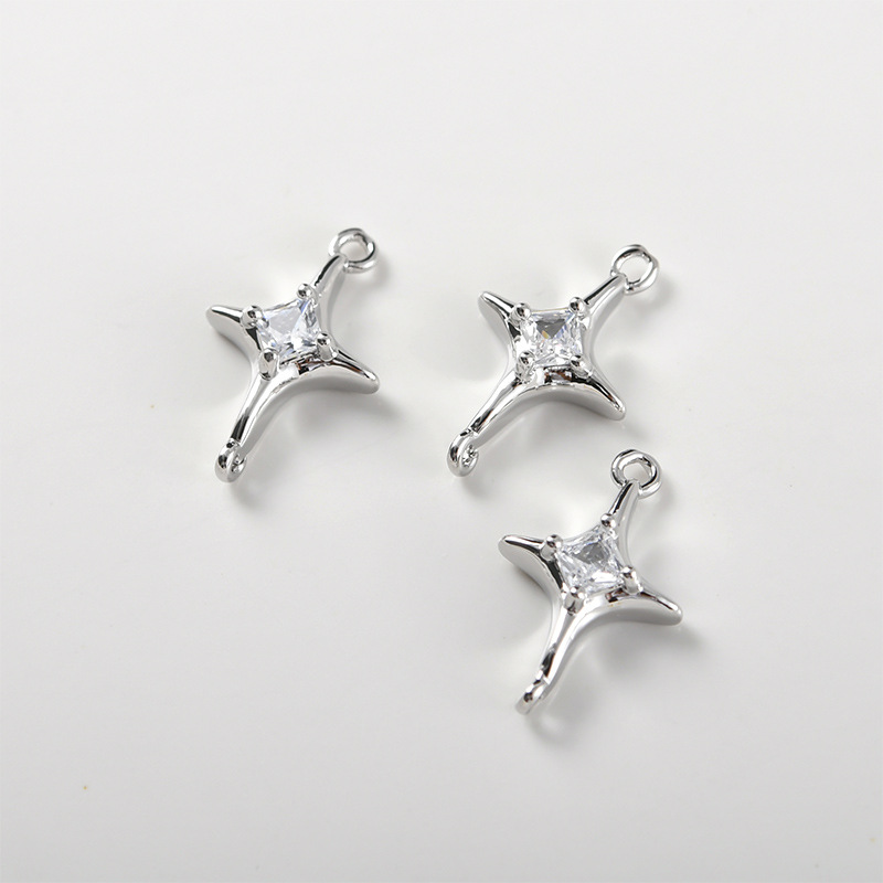 Cubic Zirconia Inlaid Star Charm Jewelry Pendant for Necklace Bracelet Earrings DIY